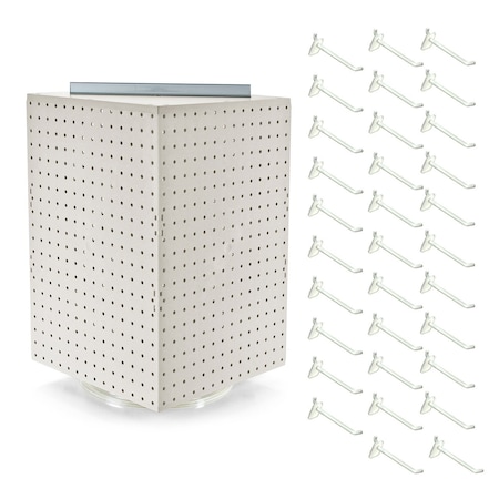 Four-Sided Revolving 14''W x 20''H Pegboard Counter Display w/ 32 4'' Hooks